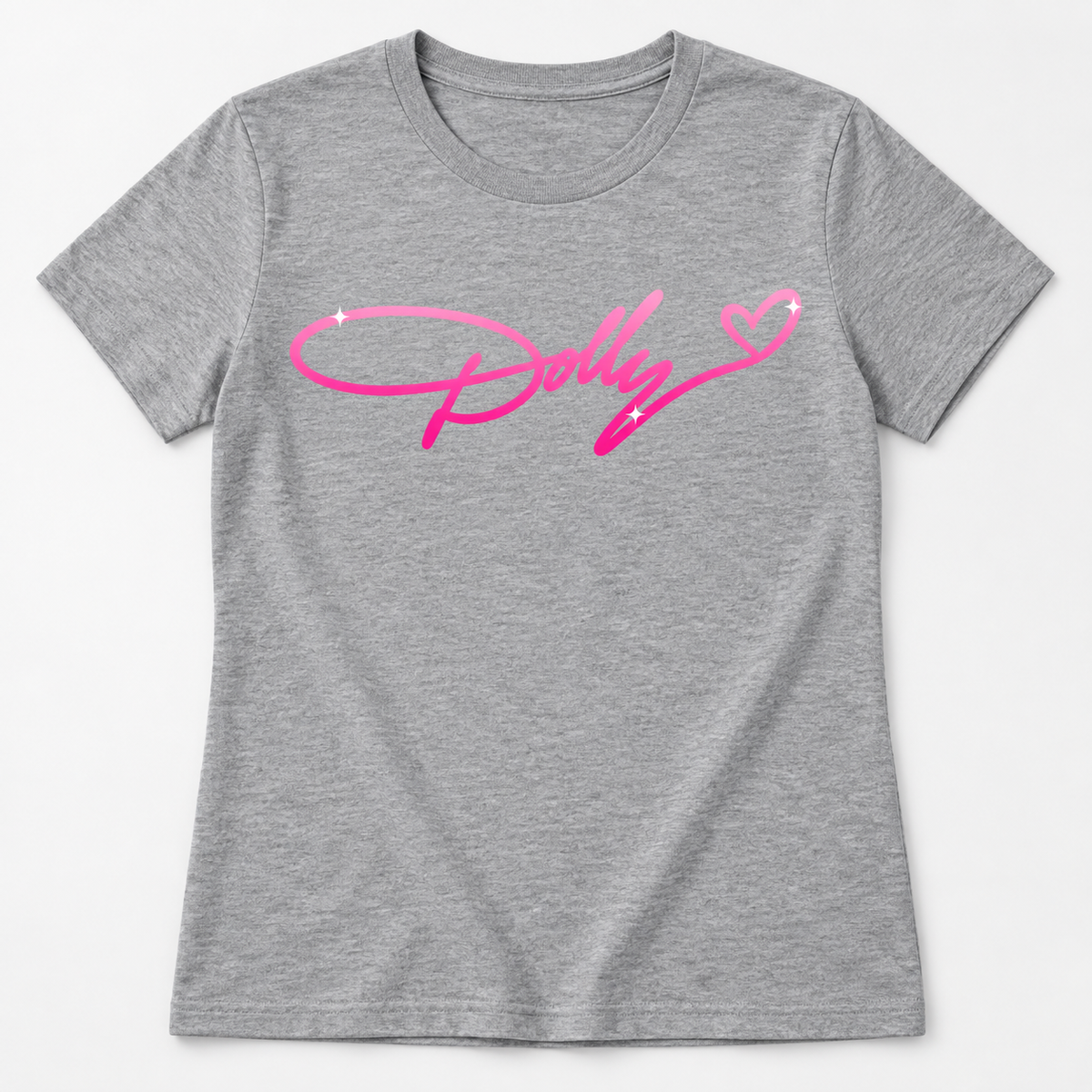 Dolly pink script graphic tee in heather gray