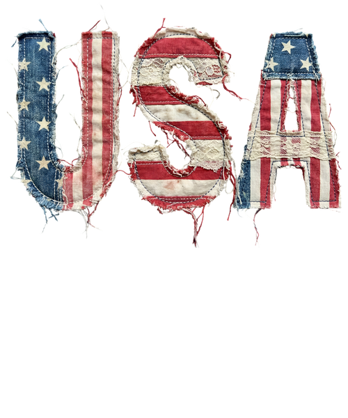 Fabric USA patchwork letter DTF transfer