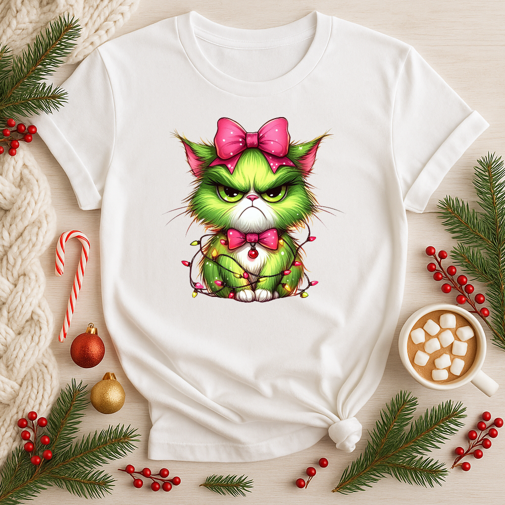 Grumpy Christmas Cat Tee image 0