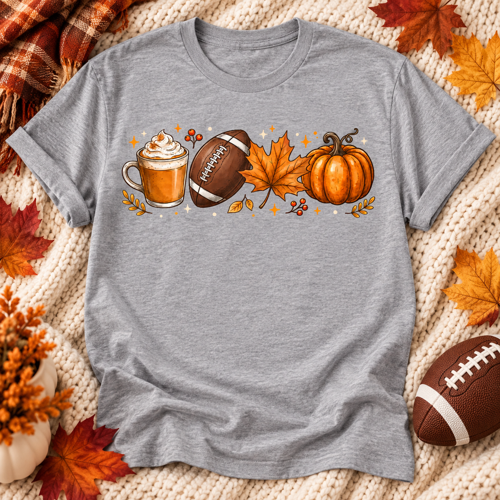 Football Pumpkin Fall heather gray shirt mockup