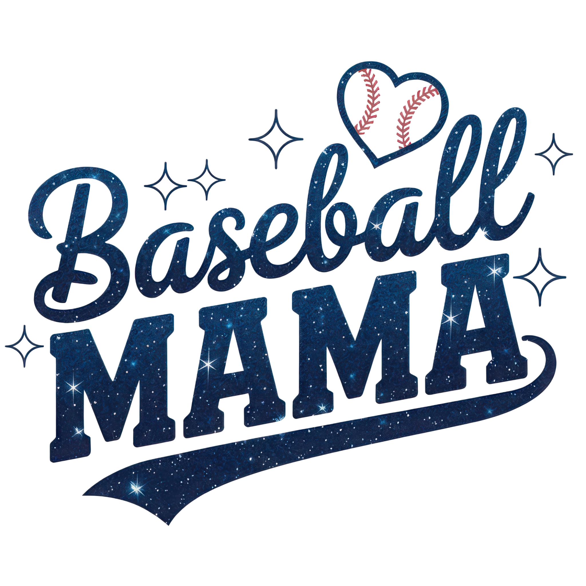 Glitter Baseball Mama DTF transfer design