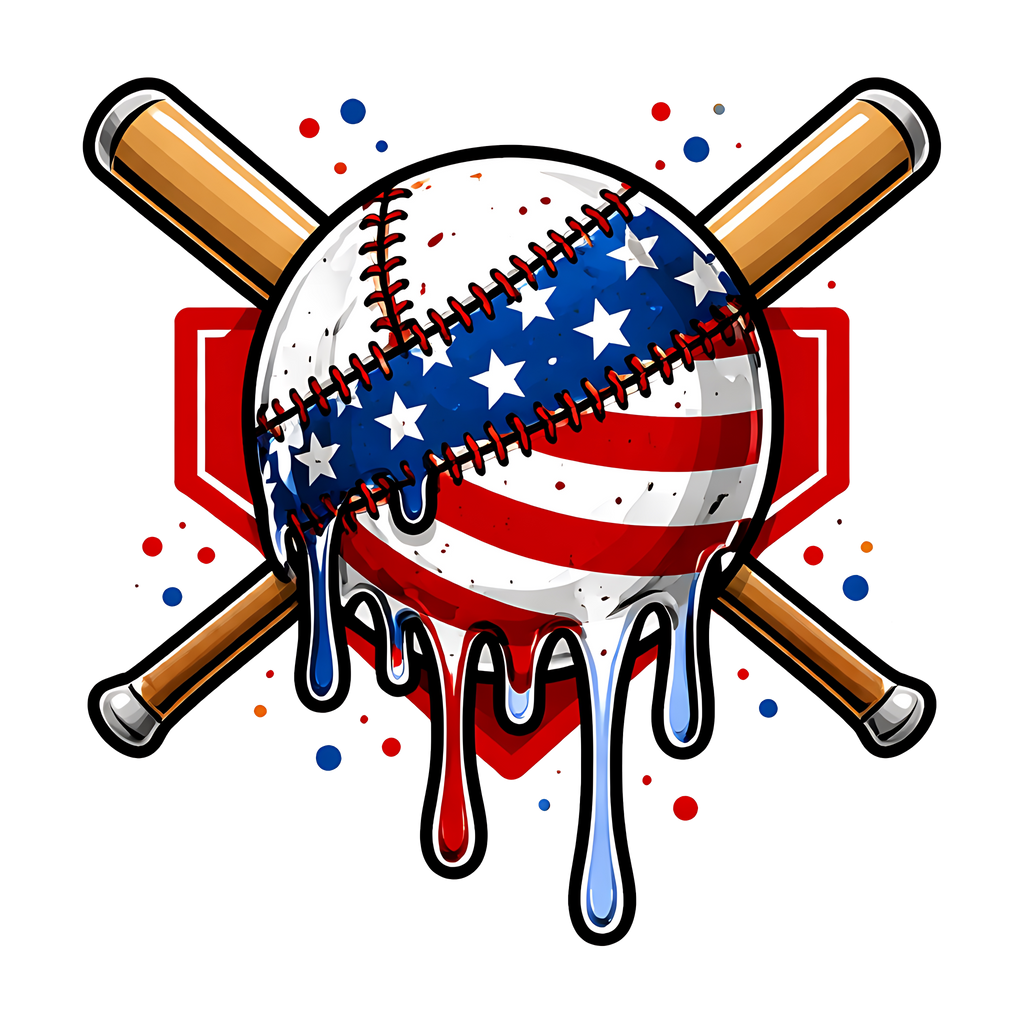 Patriotic baseball bats DTF transfer