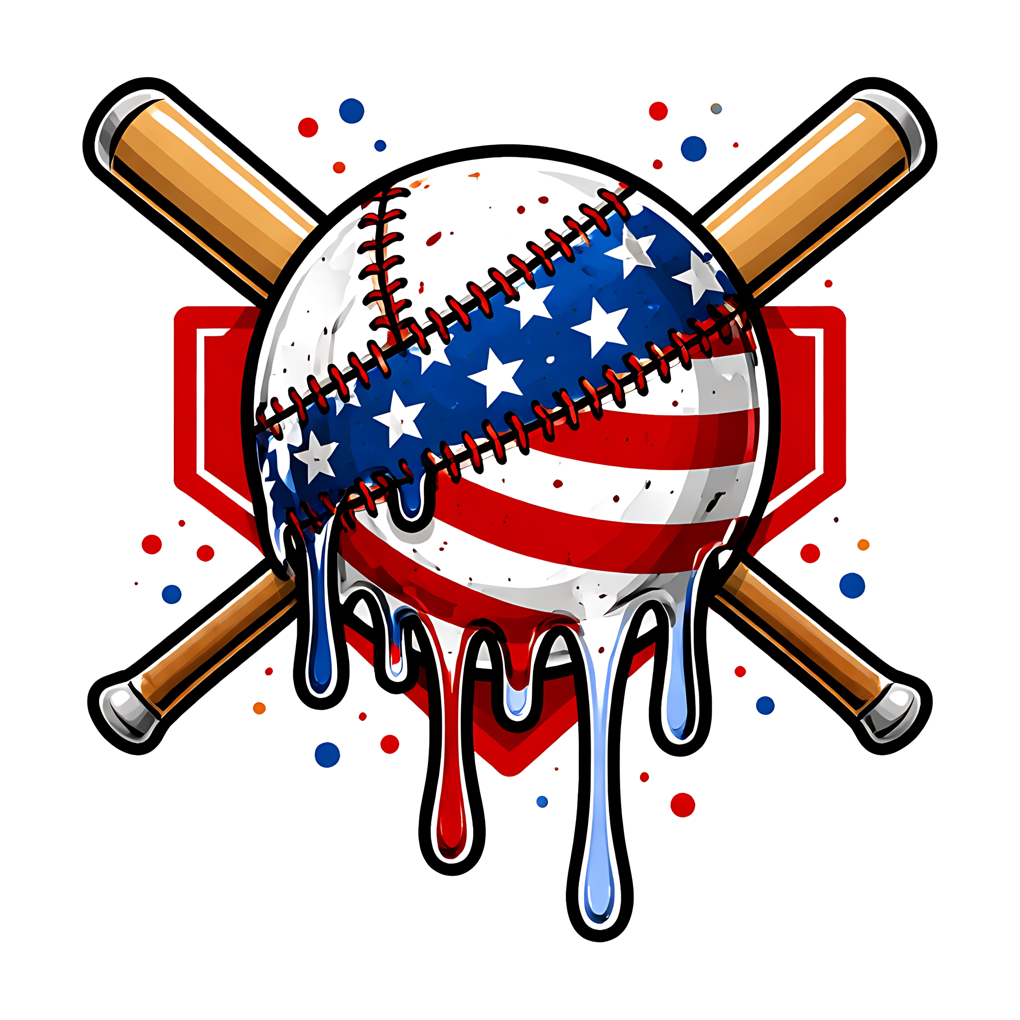 Patriotic baseball bats DTF transfer