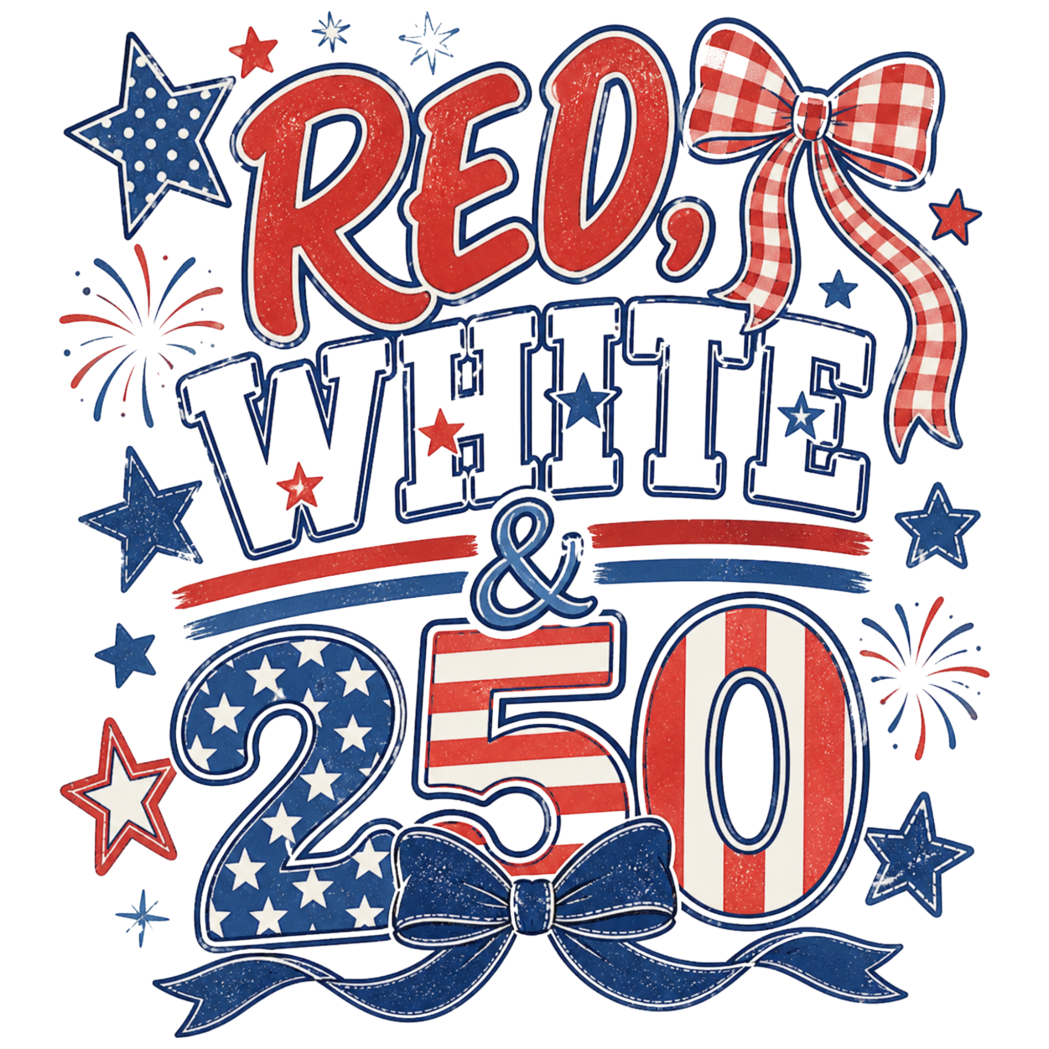 Red white 250 DTF transfer