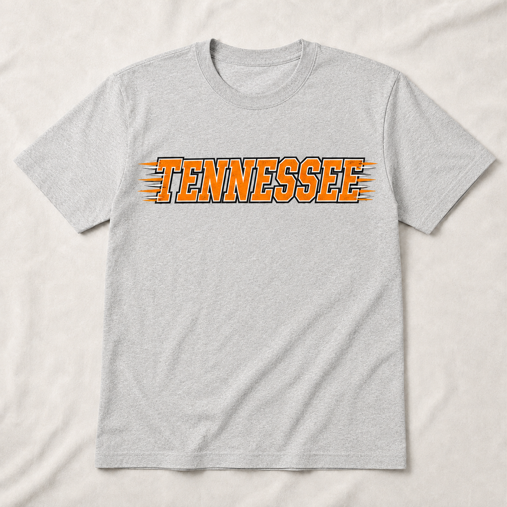 Tennessee Speed Lines graphic tee on ash gray shirt