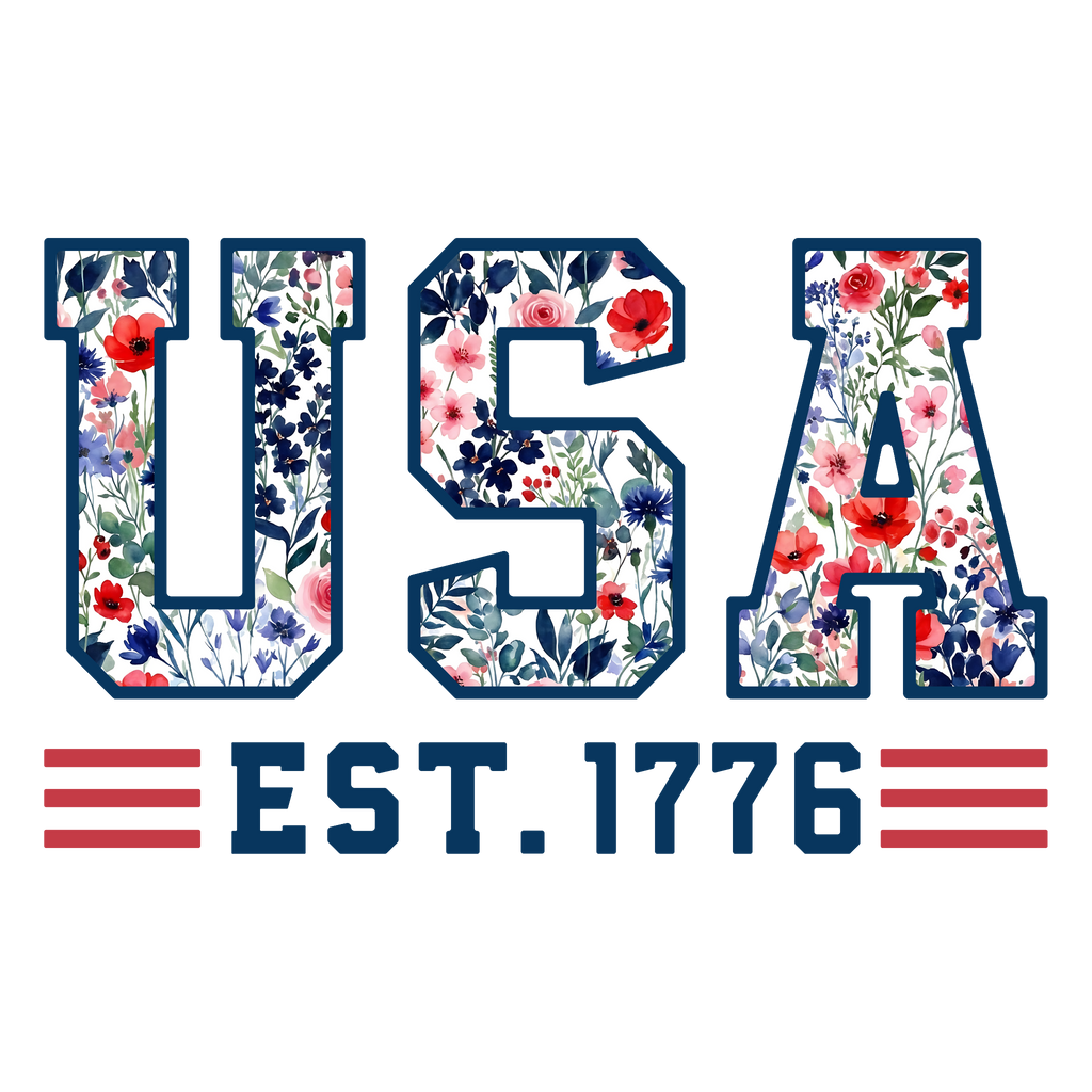 USA floral DTF transfer