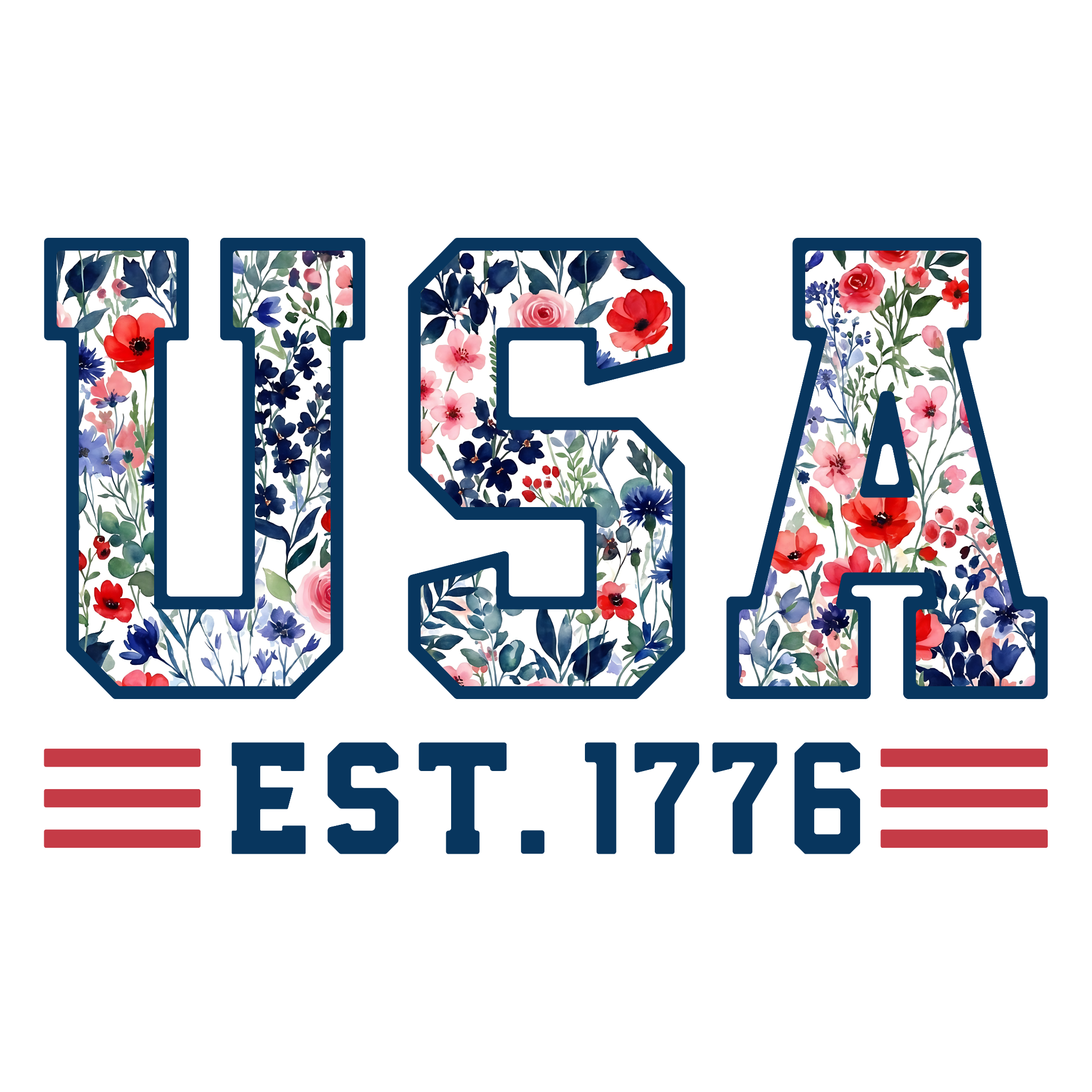 USA floral DTF transfer
