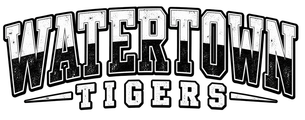 Watertown Tigers white and black distressed collegiate graphic